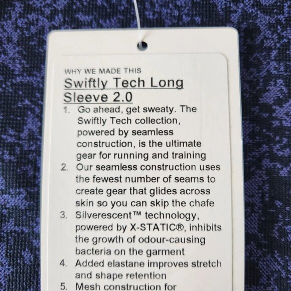 NWT LULULEMON GRKP/TRNV Dark Blue Swiftly Tech Long Sleeve 2.0 Crew Top 6 - Picture 8 of 8